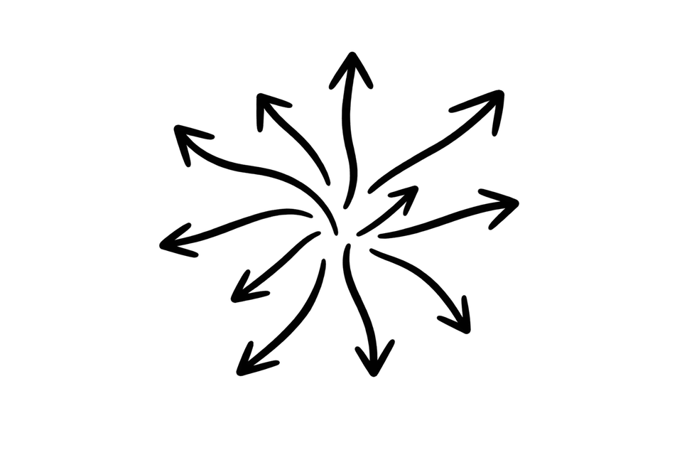 Hand-drawn arrows pointing in different directions