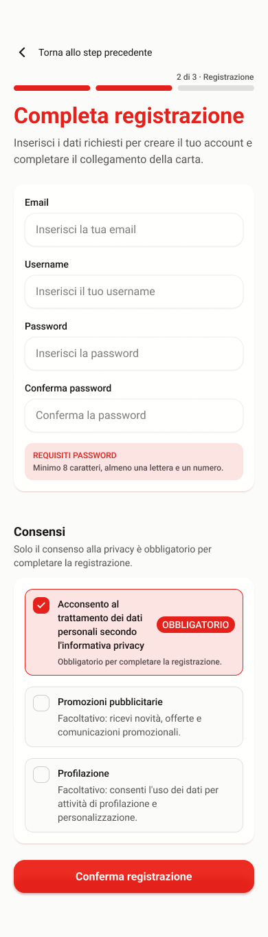 Step two: complete account registration and choose the required privacy consent