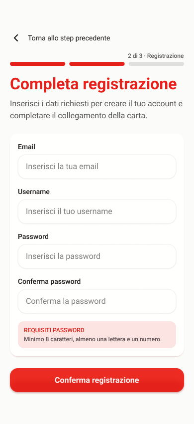 Step two: create the account credentials needed to access the new card